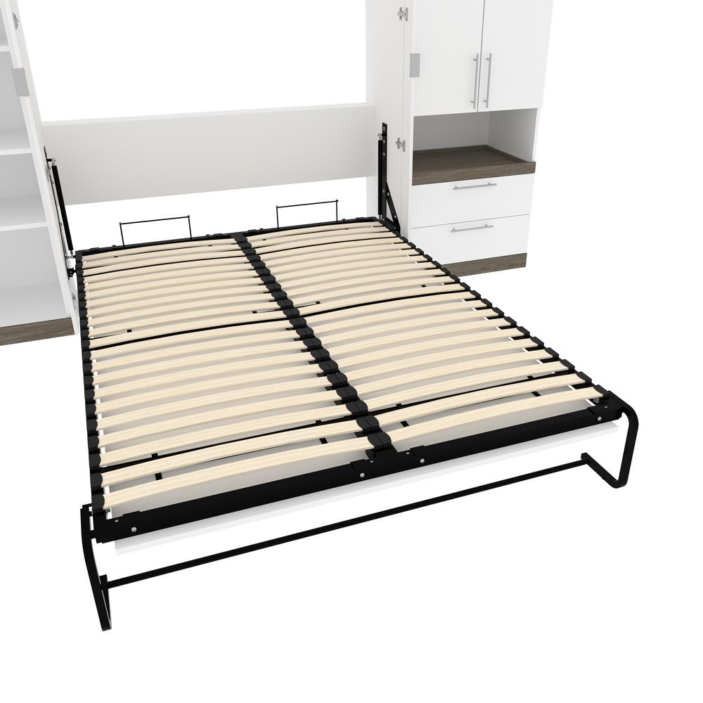 Orion  124W Queen Murphy Bed with Multifunctional Storage (125W) in white & walnut grey. Picture 16
