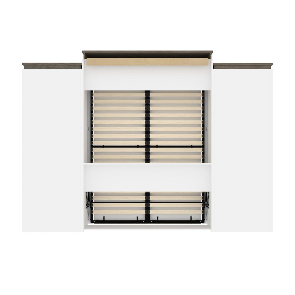 Orion  124W Queen Murphy Bed with Multifunctional Storage (125W) in white & walnut grey. Picture 21