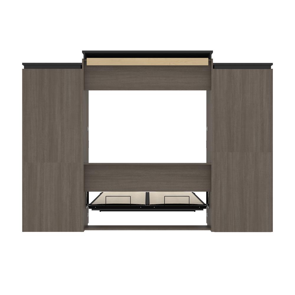 Orion  124W Queen Murphy Bed with Multifunctional Storage (125W) in bark gray and graphite. Picture 3