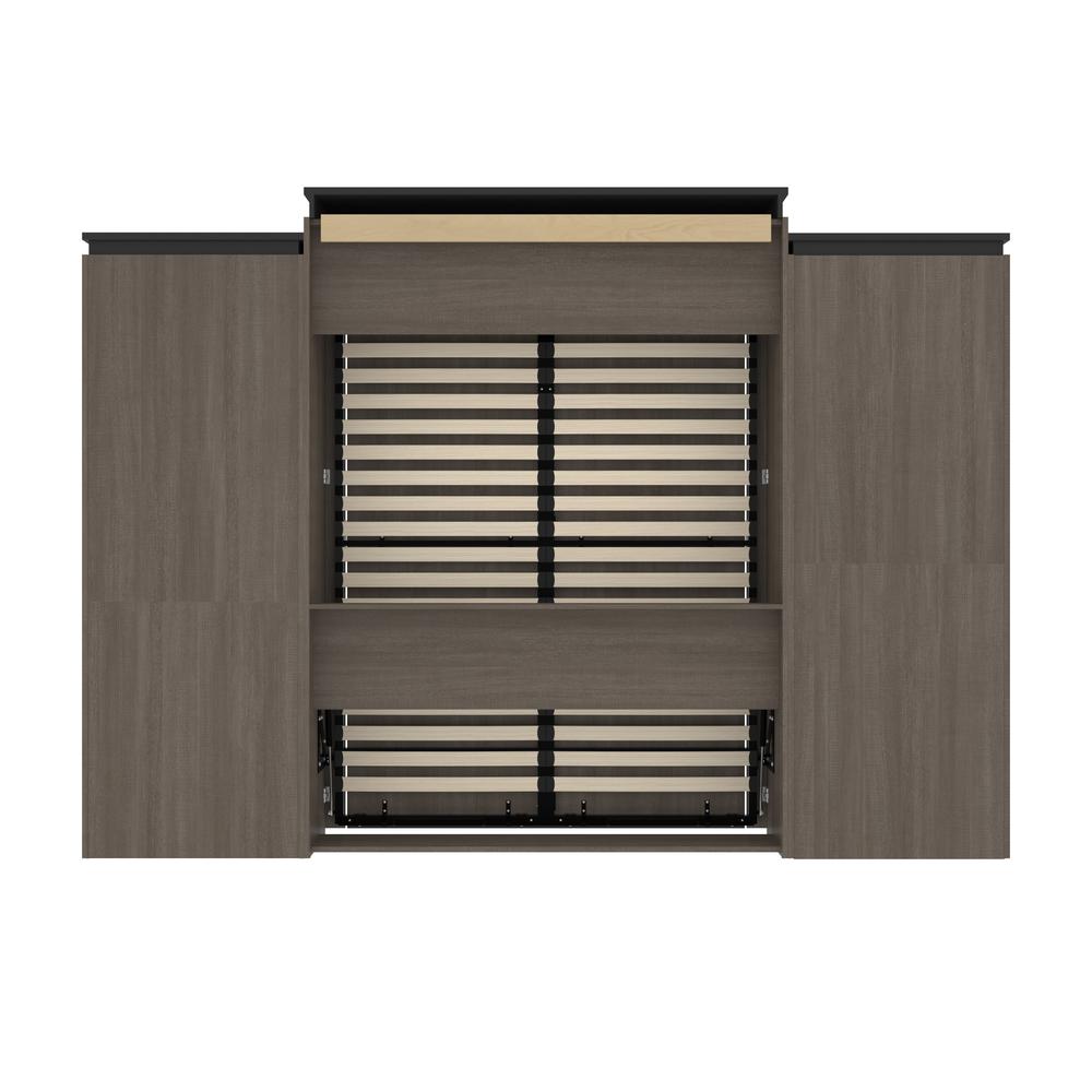 Orion  124W Queen Murphy Bed with Multifunctional Storage (125W) in bark gray and graphite. Picture 22
