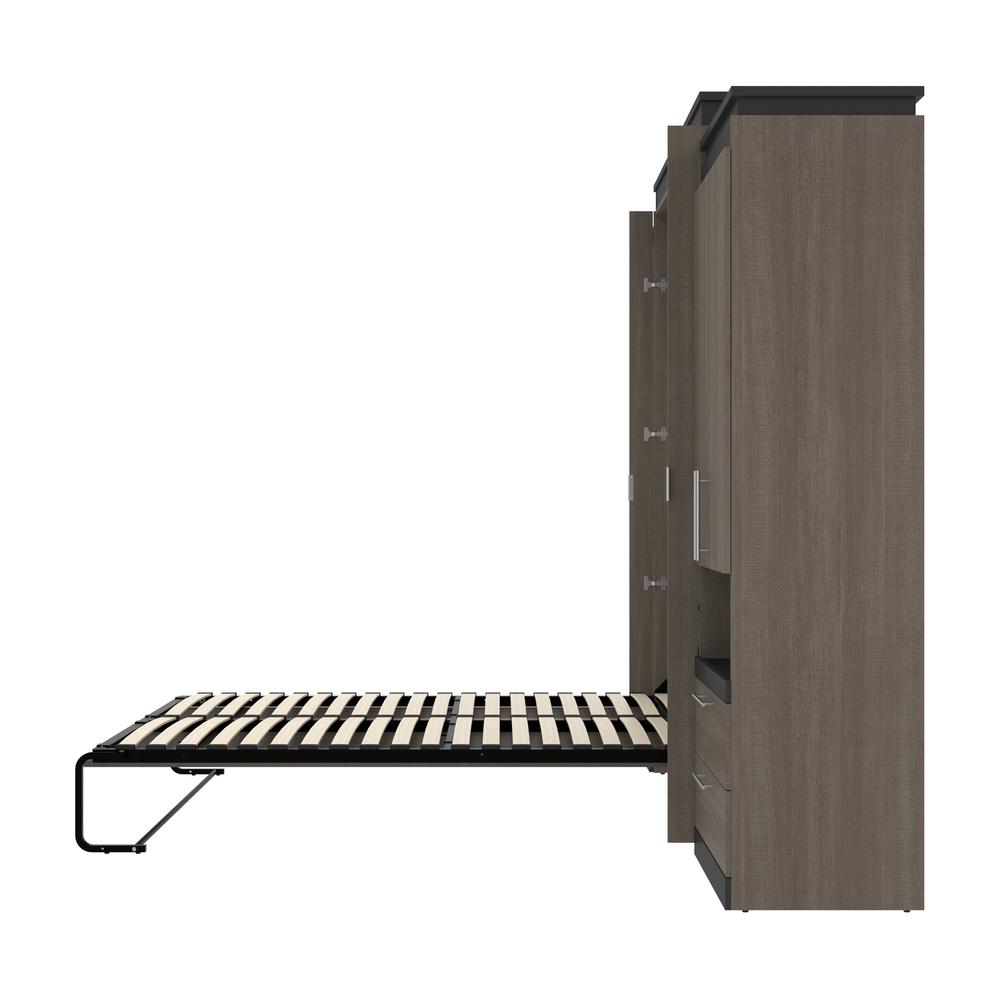 Orion  124W Queen Murphy Bed with Multifunctional Storage (125W) in bark gray and graphite. Picture 28