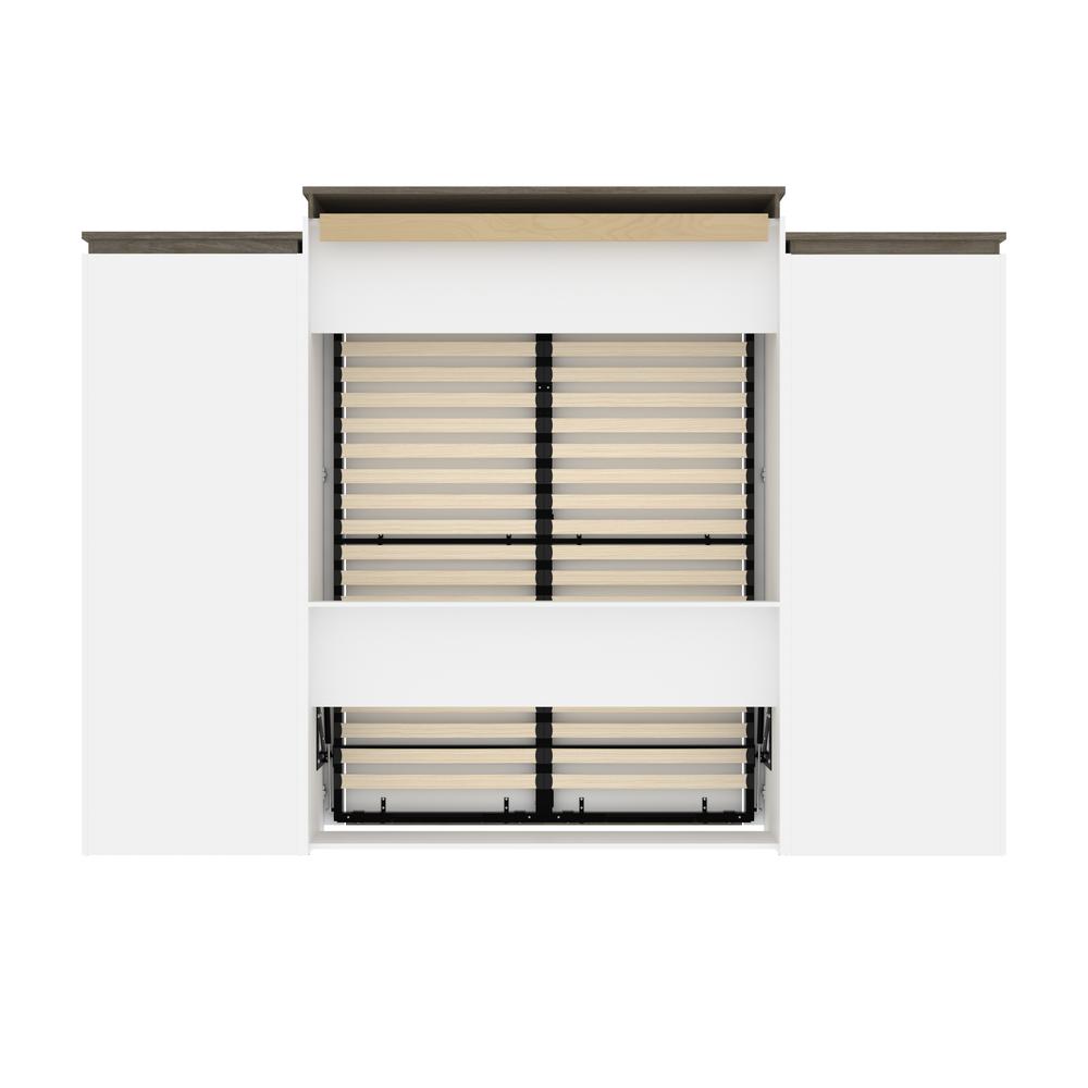 Orion  124W Queen Murphy Bed and Multifunctional Storage with Drawers (125W) in white & walnut grey. Picture 21