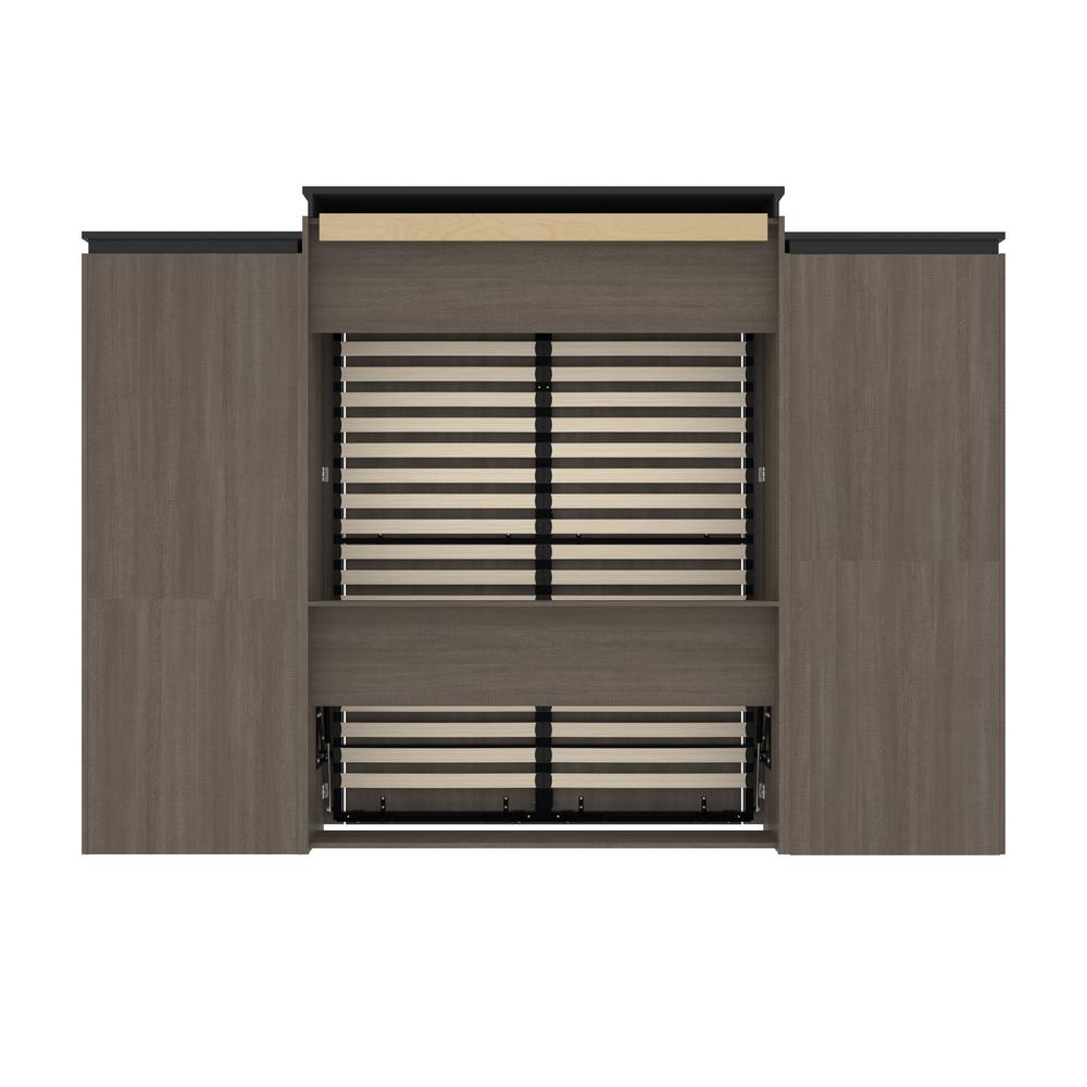 Orion  124W Queen Murphy Bed and Multifunctional Storage with Drawers (125W) in bark gray and graphite. Picture 22