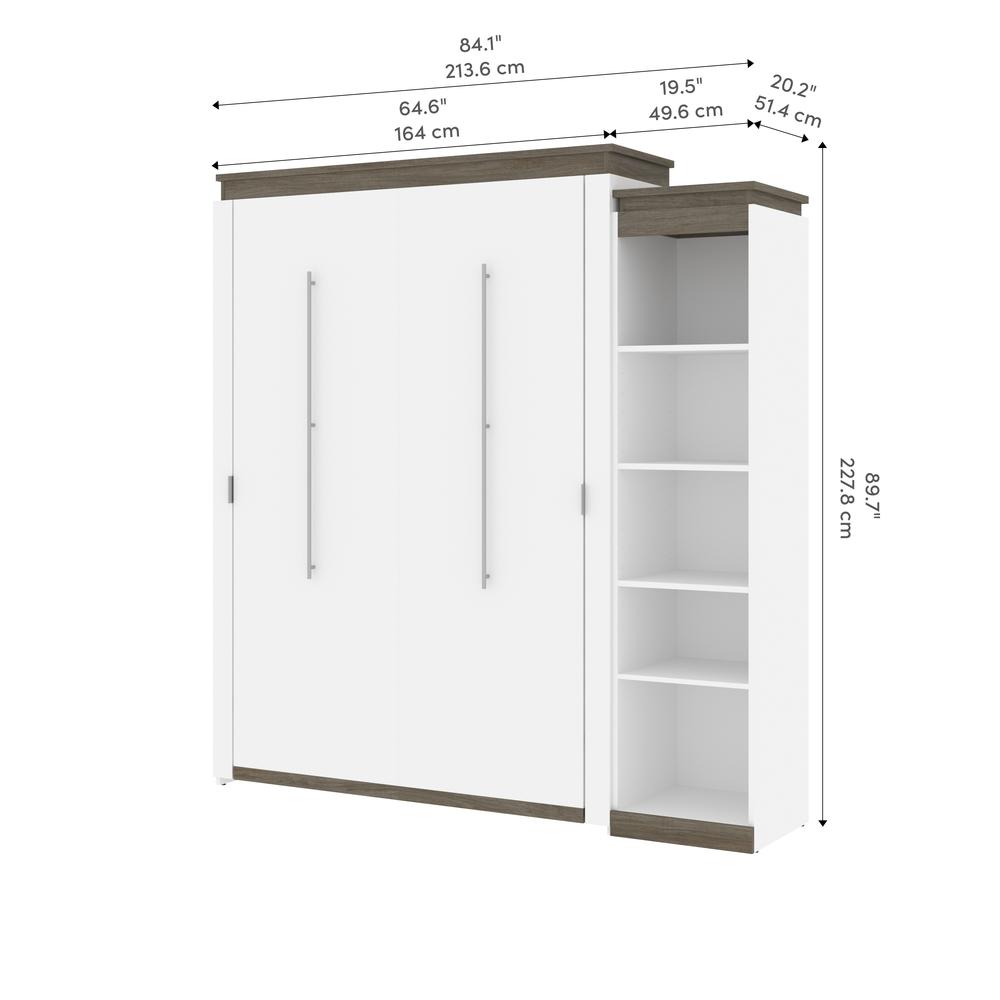 Queen Murphy Bed with Shelves (87W) in White and Walnut Grey. Picture 10
