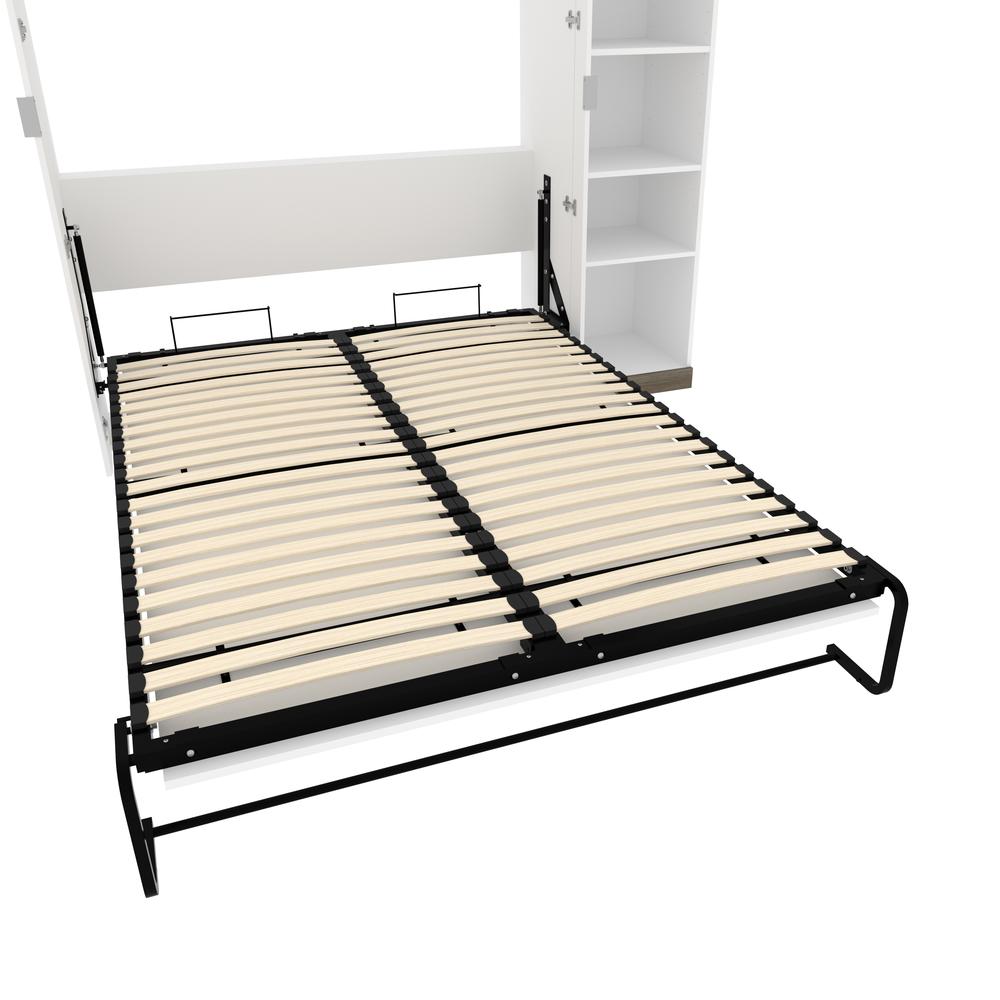Queen Murphy Bed with Shelves (87W) in White and Walnut Grey. Picture 16