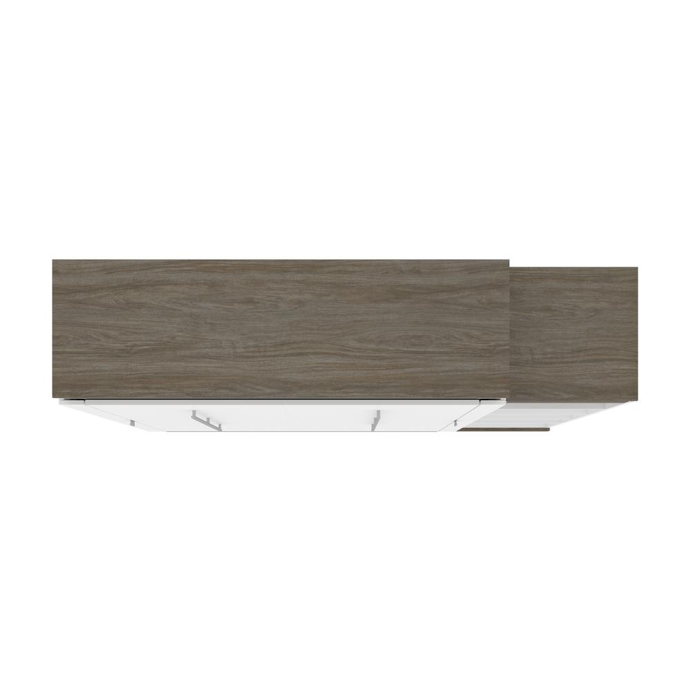 Queen Murphy Bed with Shelves (87W) in White and Walnut Grey. Picture 22