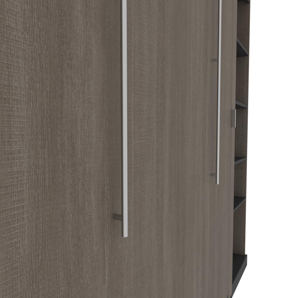 Queen Murphy Bed with Shelves (87W) in White and Walnut Grey. Picture 18
