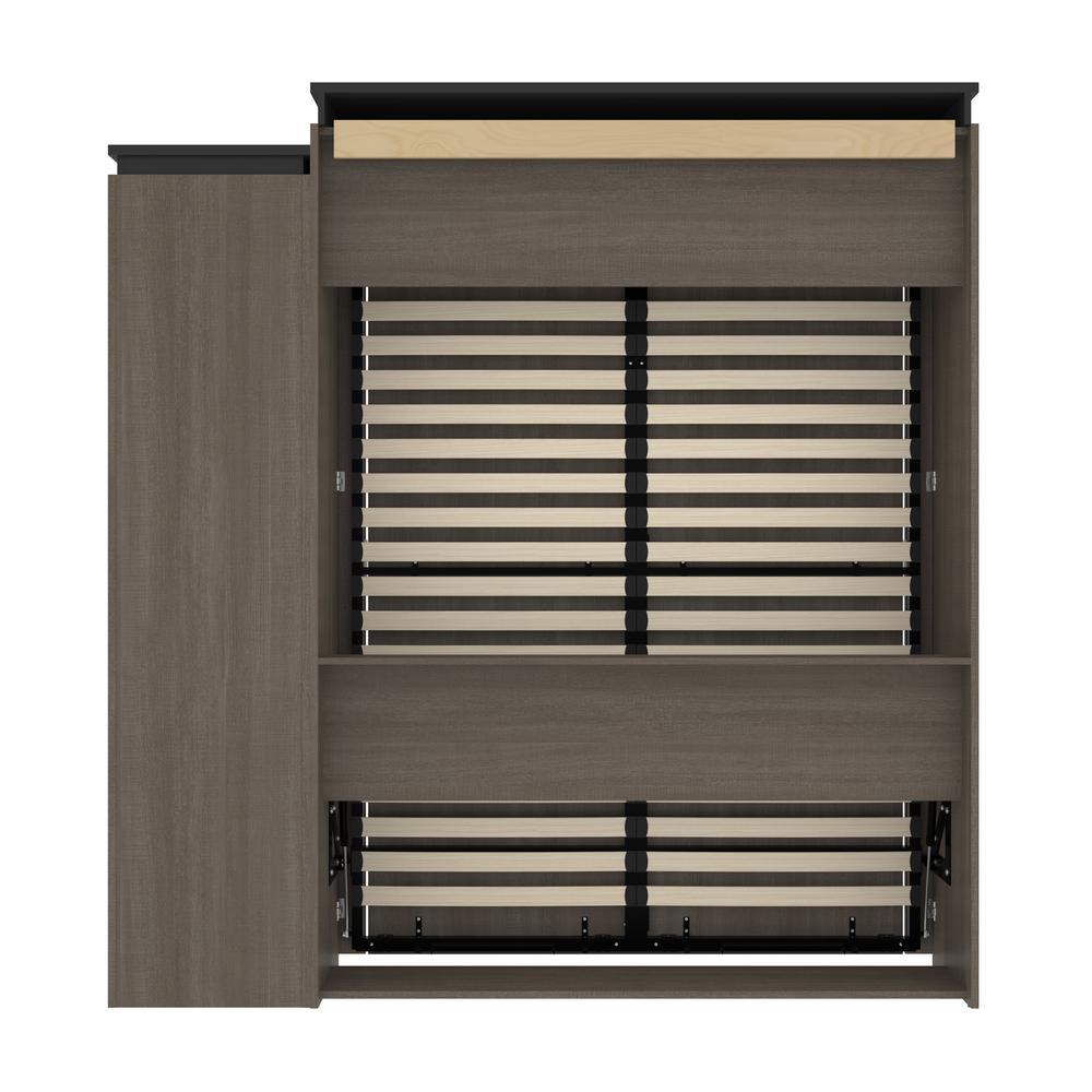Queen Murphy Bed with Shelves (87W) in White and Walnut Grey. Picture 21