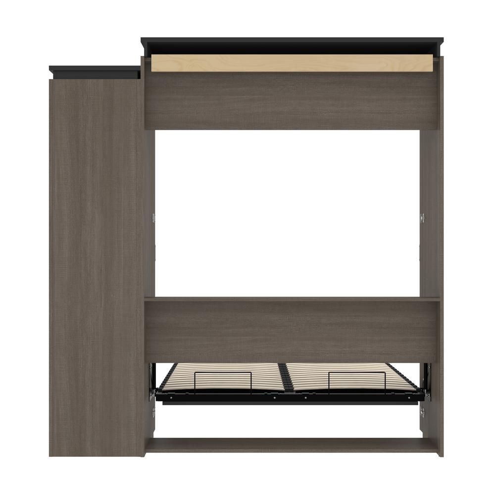 Queen Murphy Bed with Shelves (87W) in White and Walnut Grey. Picture 27