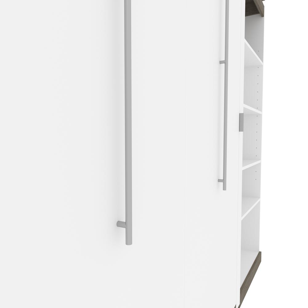 Queen Murphy Bed with Shelves (97W) in White and Walnut Grey. Picture 18