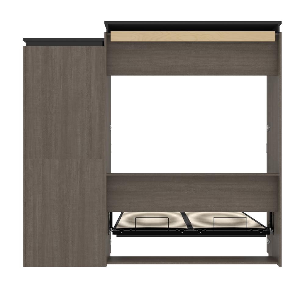 Queen Murphy Bed with Shelves and Drawers (97W) in Bark Grey and Graphite. Picture 27