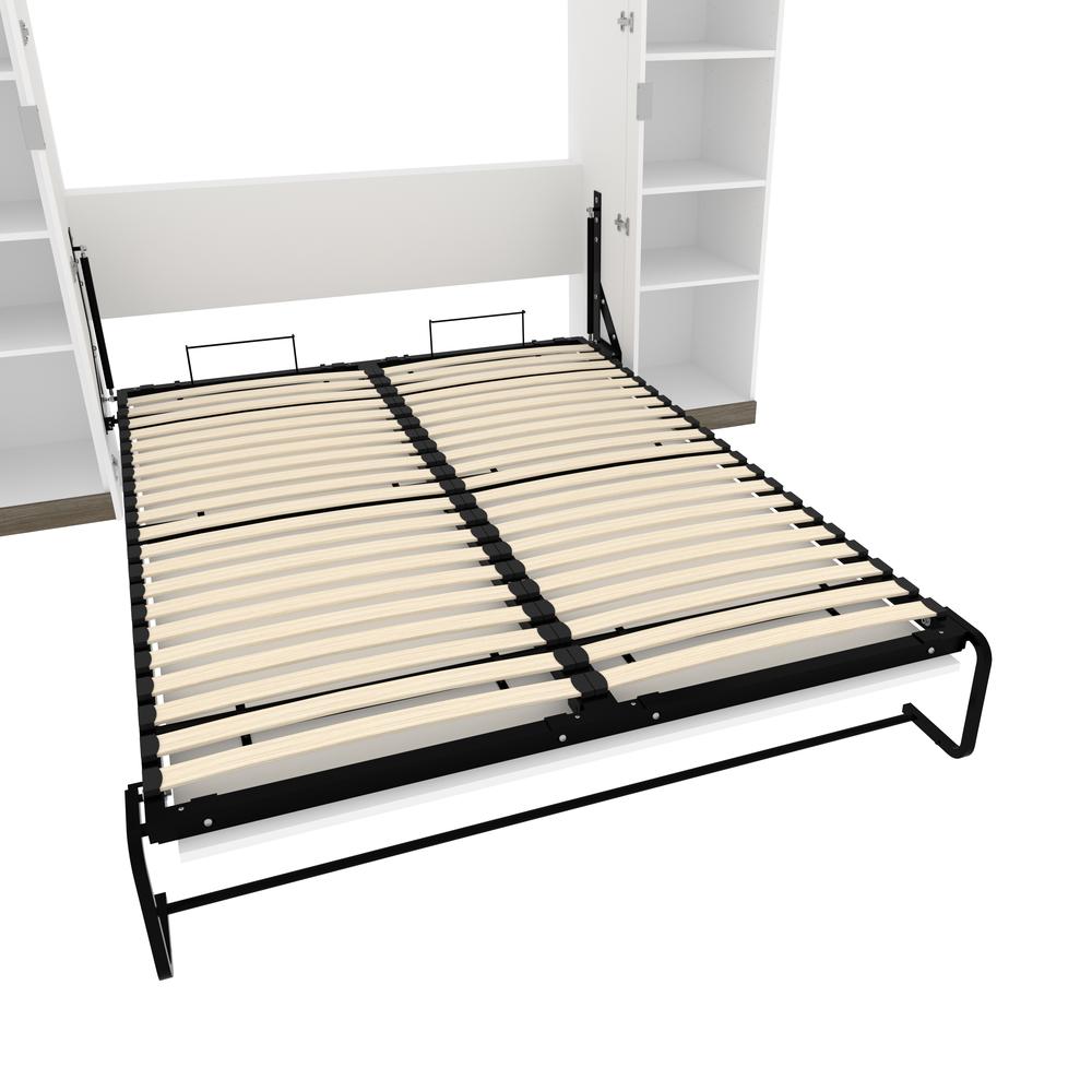 Queen Murphy Bed with Shelves (106W) in White and Walnut Grey. Picture 17