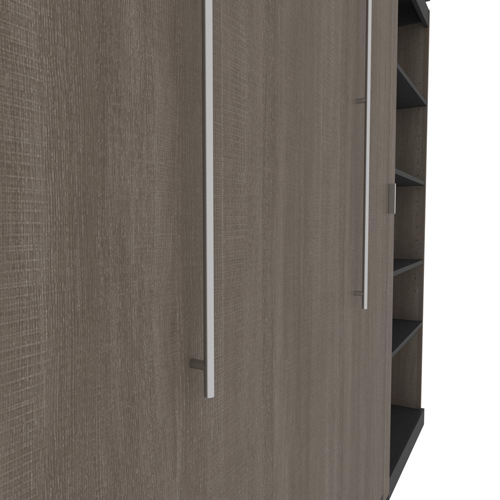 Queen Murphy Bed with Shelves (126W) in White and Walnut Grey. Picture 19