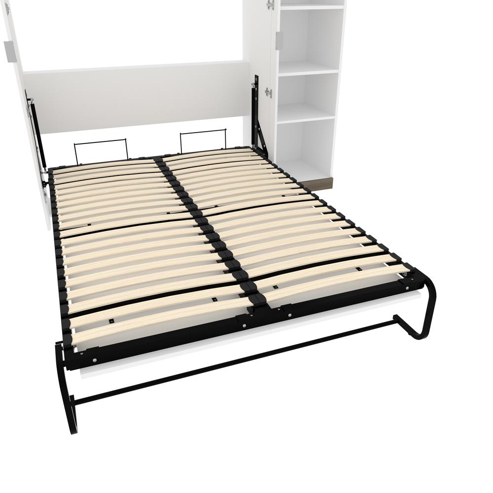 Full Murphy Bed with Shelves (81W) in White and Walnut Grey. Picture 16