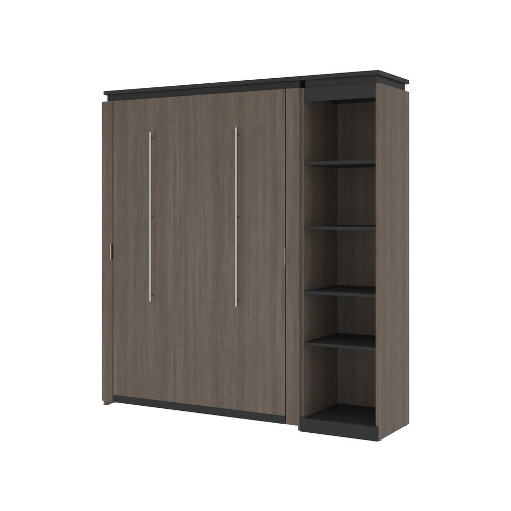 Full Murphy Bed with Shelves (81W) in Bark Grey and Graphite. Picture 1