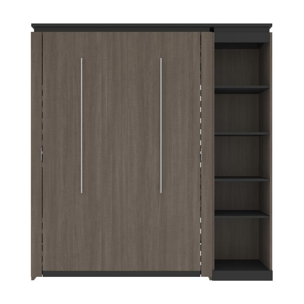 Full Murphy Bed with Shelves (81W) in Bark Grey and Graphite. Picture 2