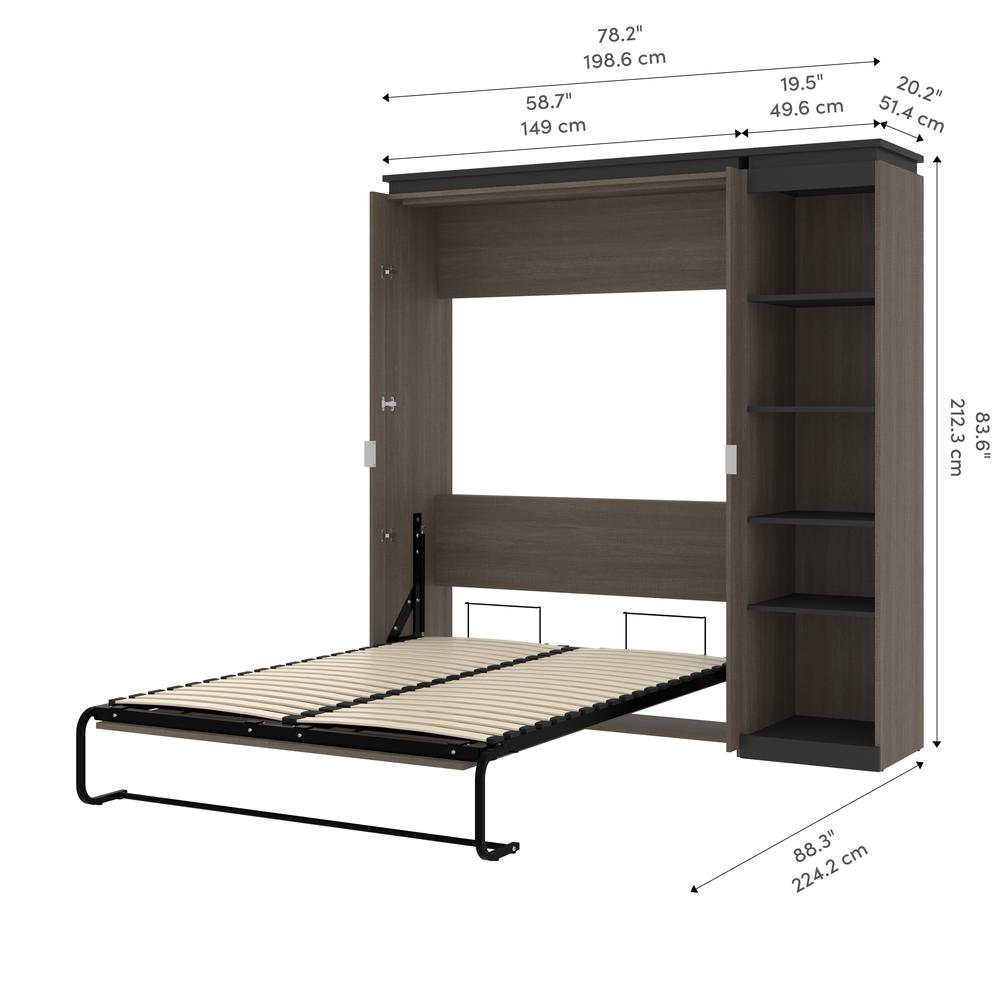 Full Murphy Bed with Shelves (81W) in Bark Grey and Graphite. Picture 11