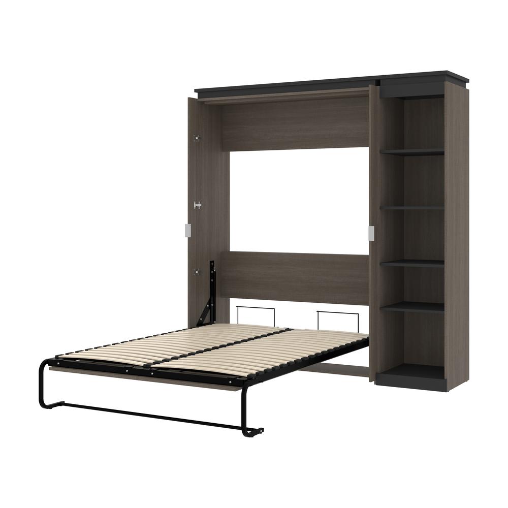 Full Murphy Bed with Shelves (81W) in Bark Grey and Graphite. Picture 23