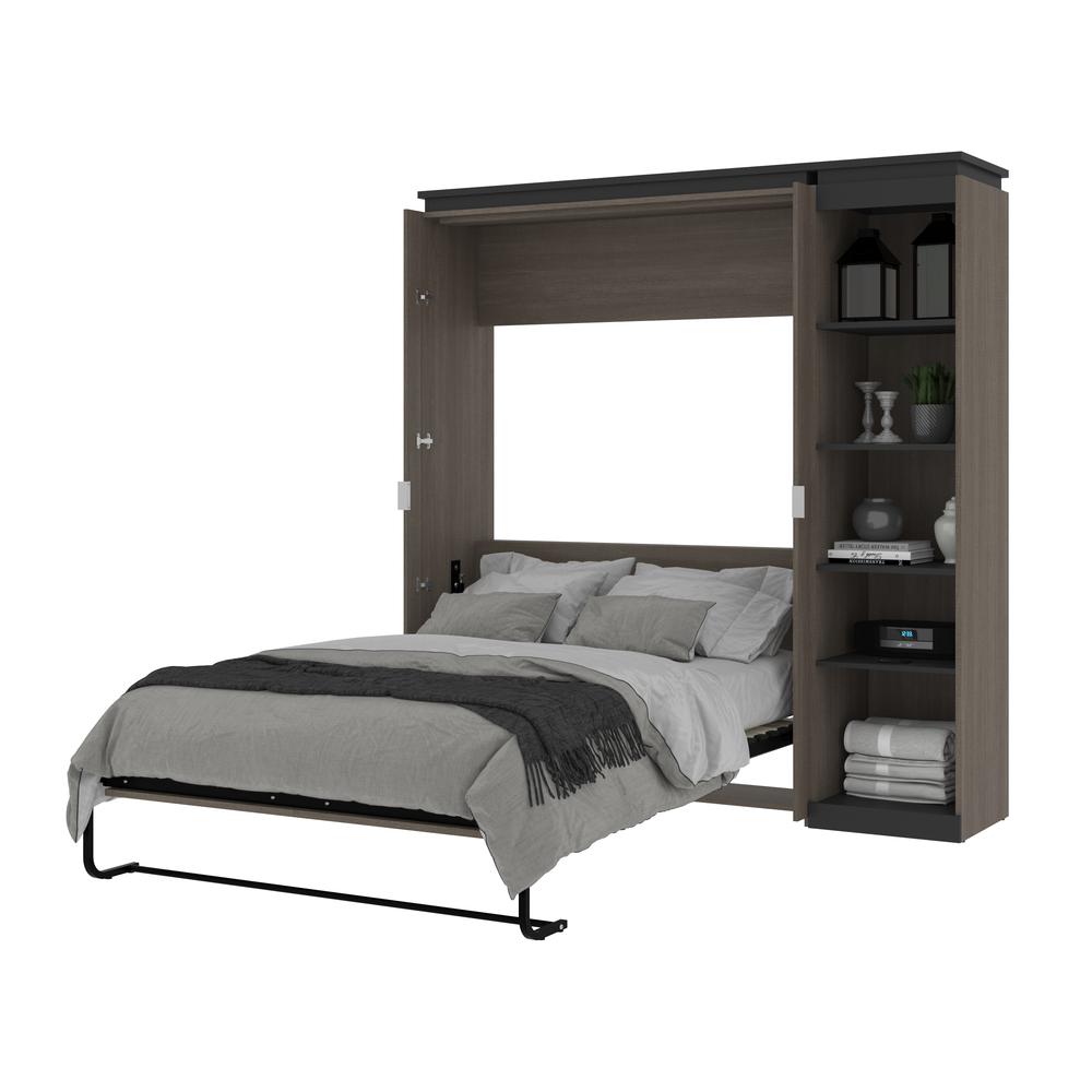 Full Murphy Bed with Shelves (81W) in Bark Grey and Graphite. Picture 24