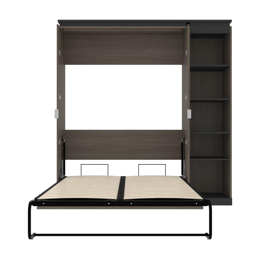 Full Murphy Bed with Shelves (81W) in Bark Grey and Graphite. Picture 25