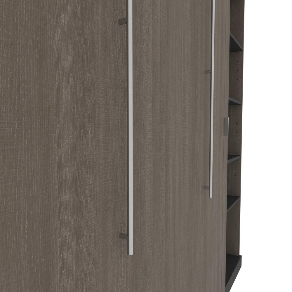 Full Murphy Bed with Shelves (100W) in White and Walnut Grey. Picture 19