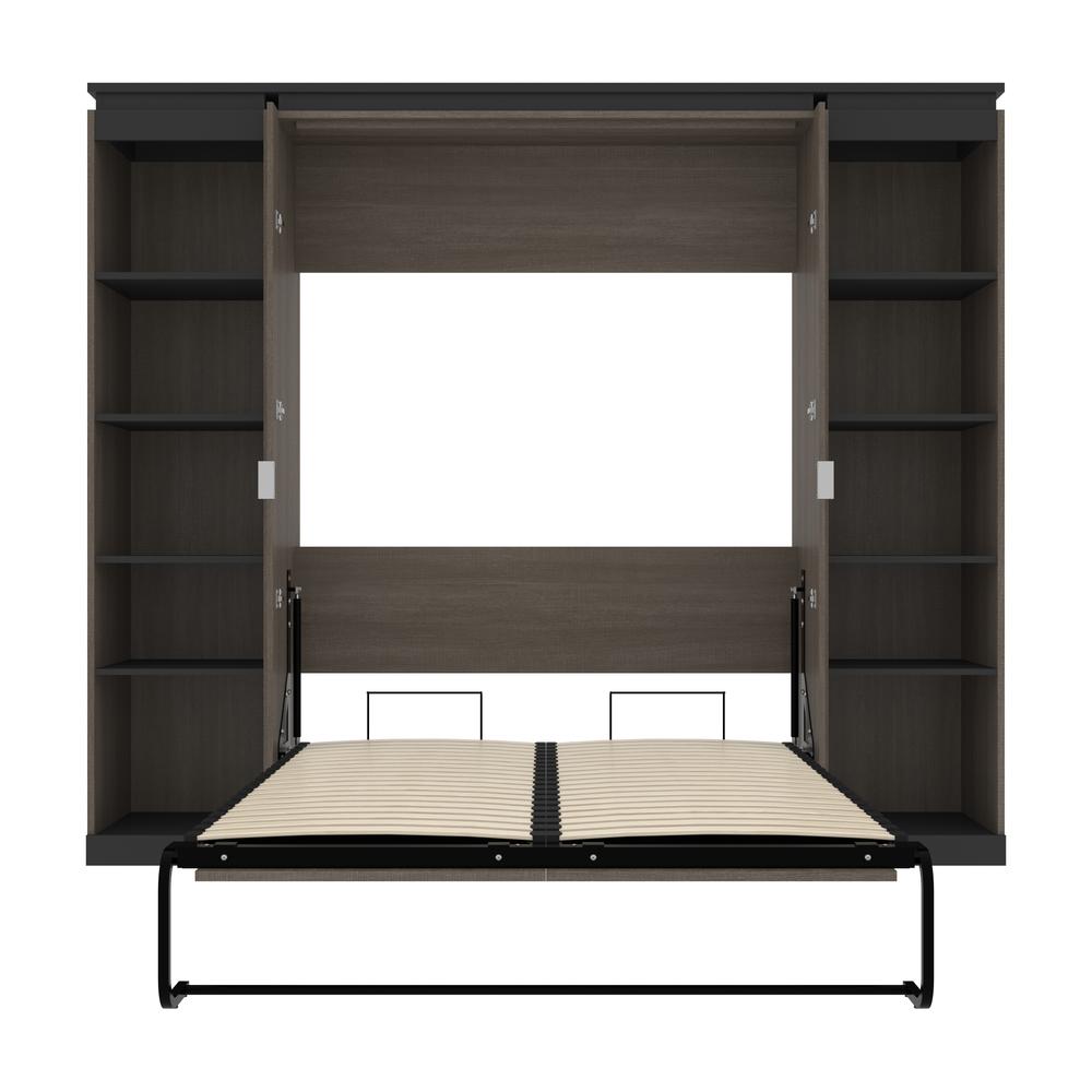 Full Murphy Bed with Shelves (100W) in White and Walnut Grey. Picture 25