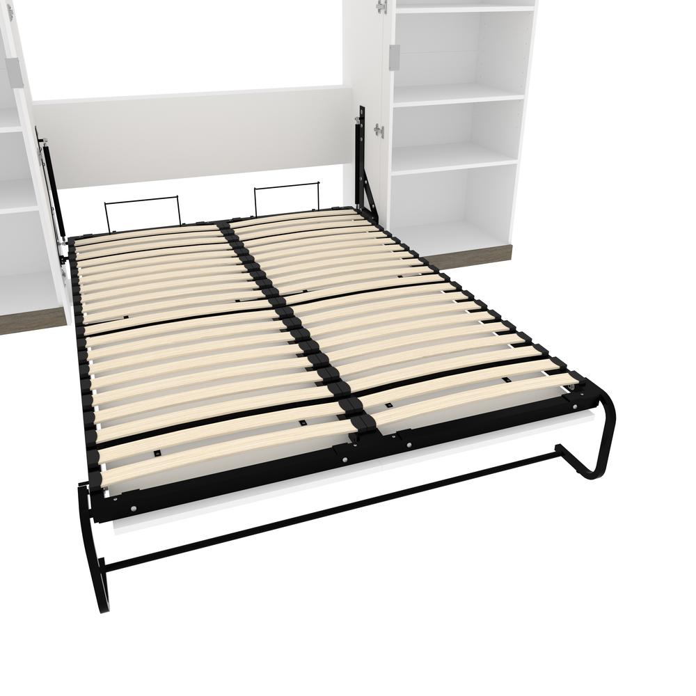 Full Murphy Bed with Shelves (120W) in White and Walnut Grey. Picture 17
