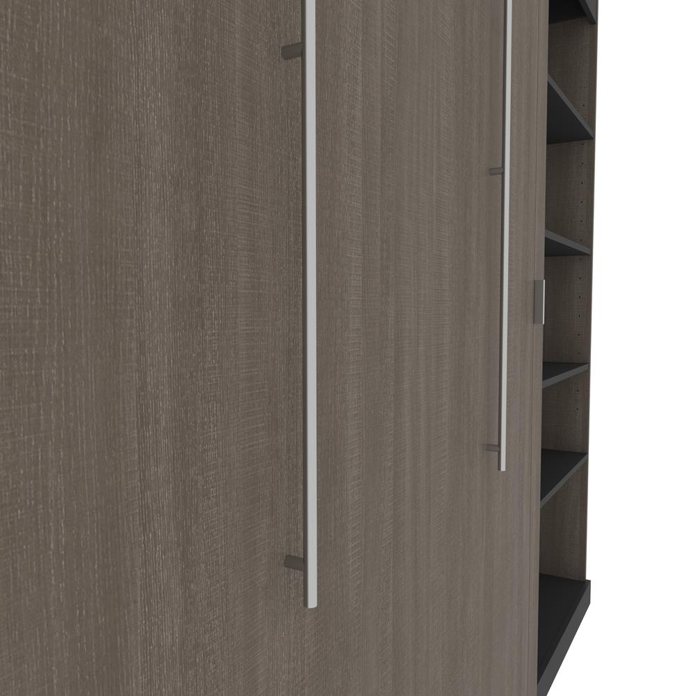 Full Murphy Bed with Shelves (120W) in White and Walnut Grey. Picture 19