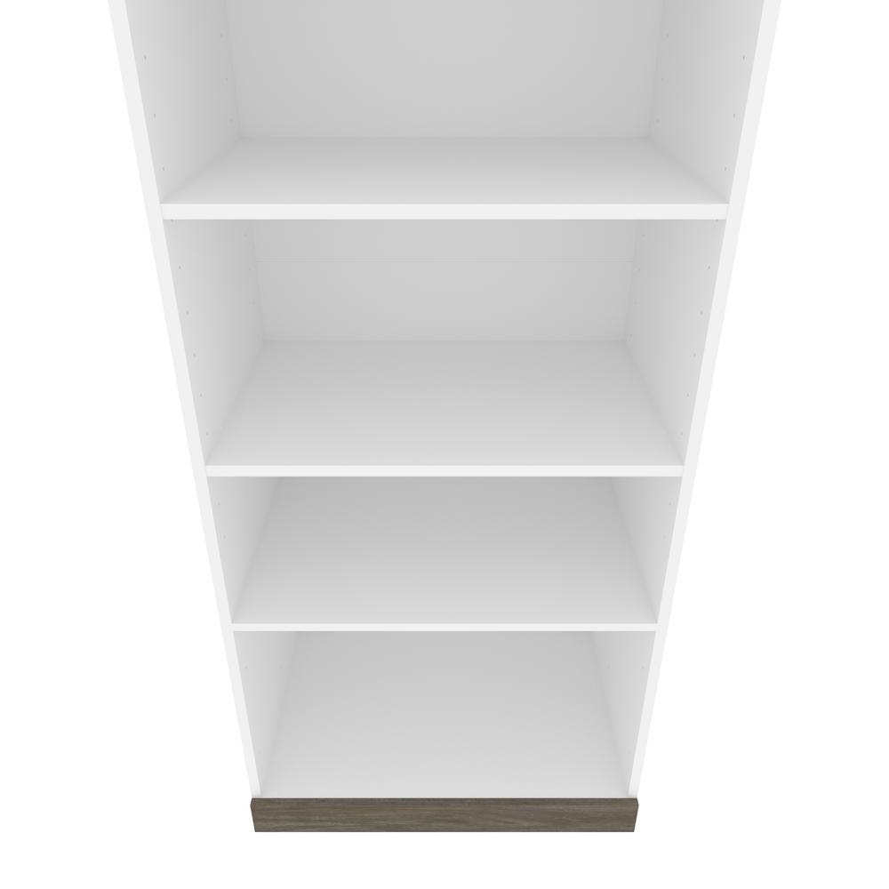 Full Murphy Bed with Shelves and Drawers (120W) in White and Walnut Grey. Picture 21