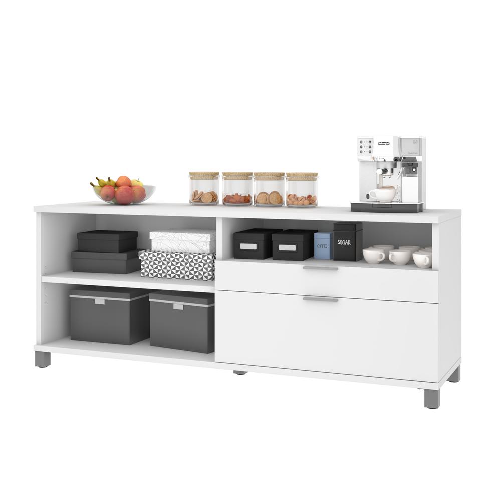 Bestar Pro-Linea 72W Credenza with 2 Drawers , White. Picture 2