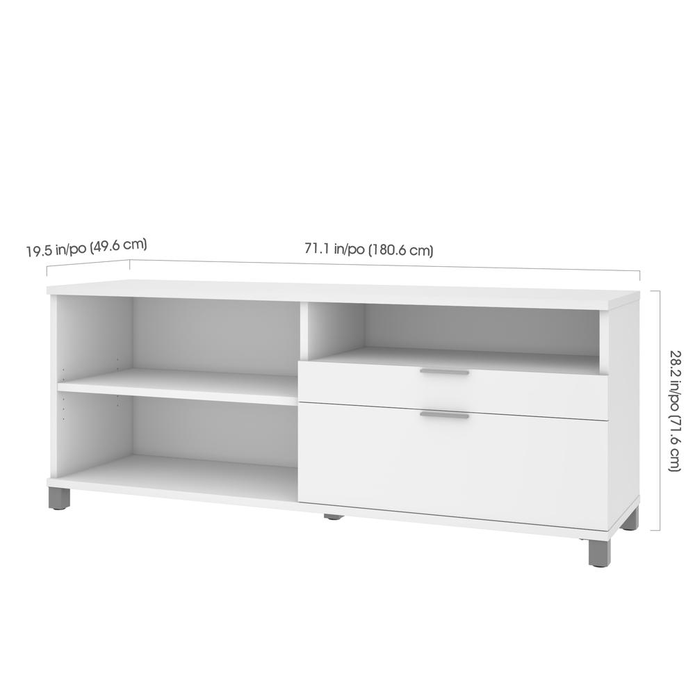 Bestar Pro-Linea 72W Credenza with 2 Drawers , White. Picture 3