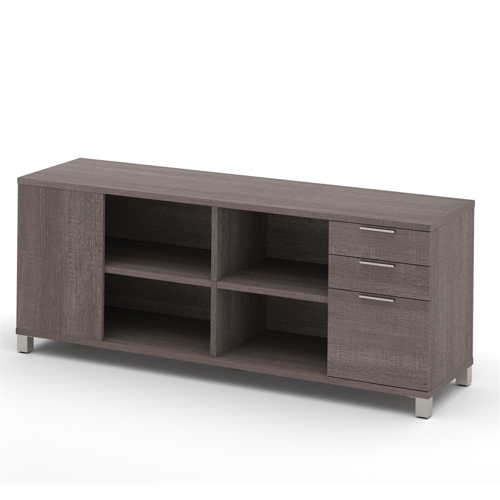 Pro-Linea Credenza with three drawers in Bark Gray. Picture 1