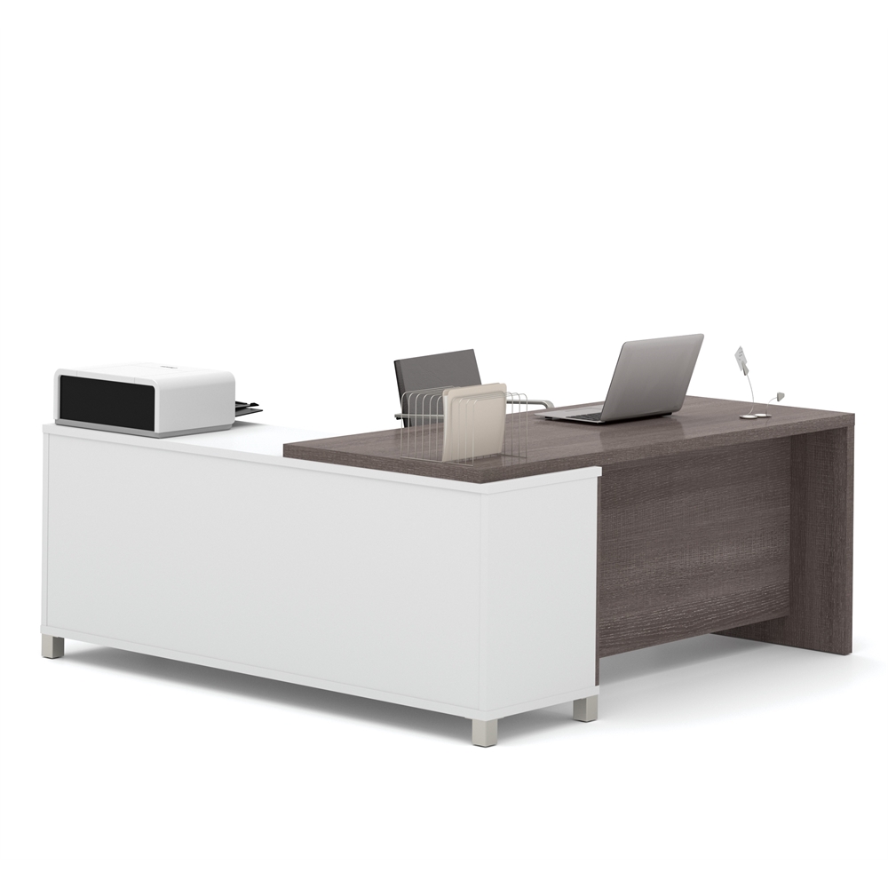 Pro-Linea L-Desk in White & Bark Gray. Picture 3