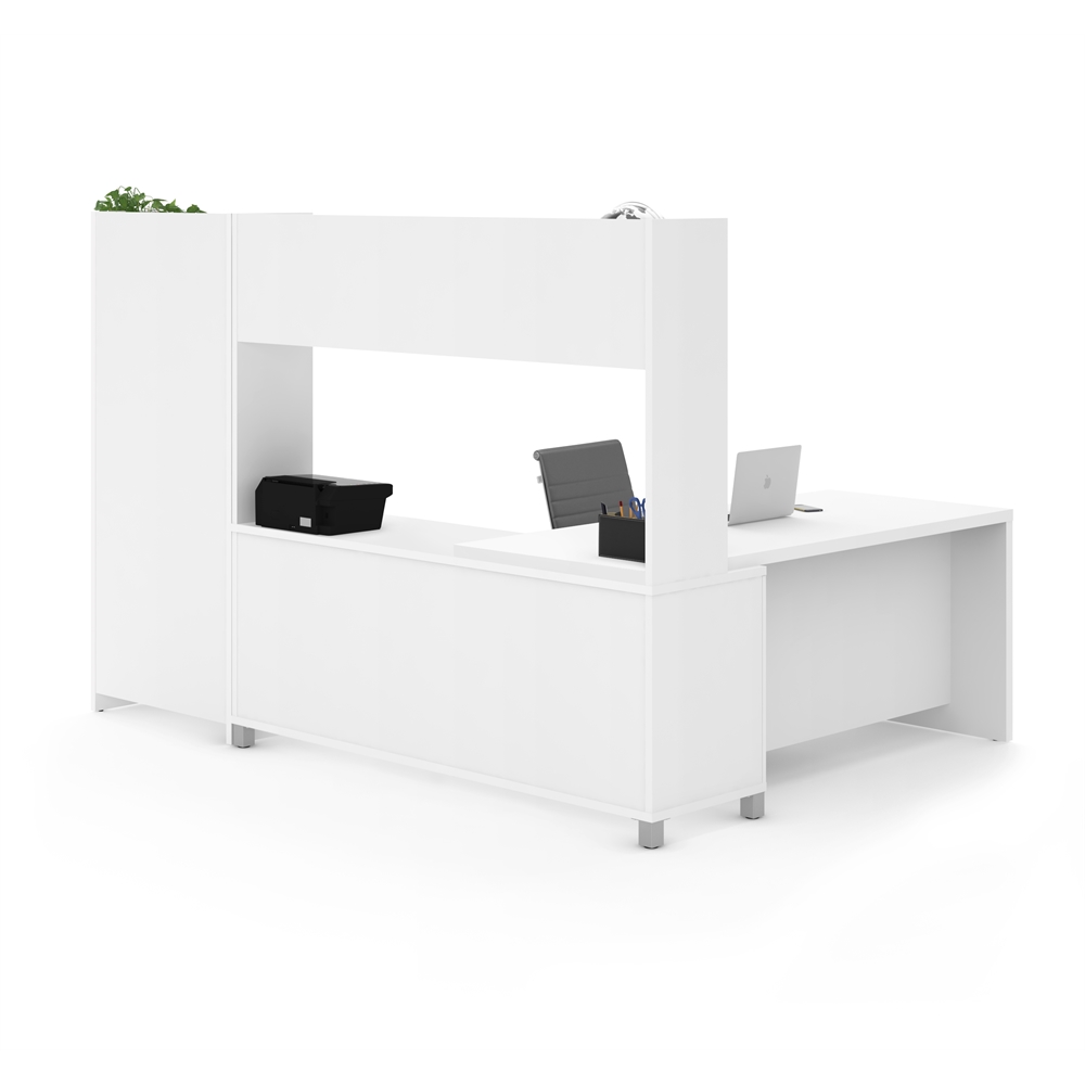 Pro-Linea L-Desk with Bookcase in White. Picture 4