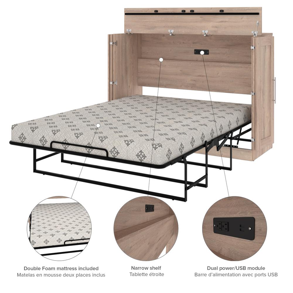 Bestar Pur 61W Full Cabinet Bed with Mattress in rustic brown. Picture 9