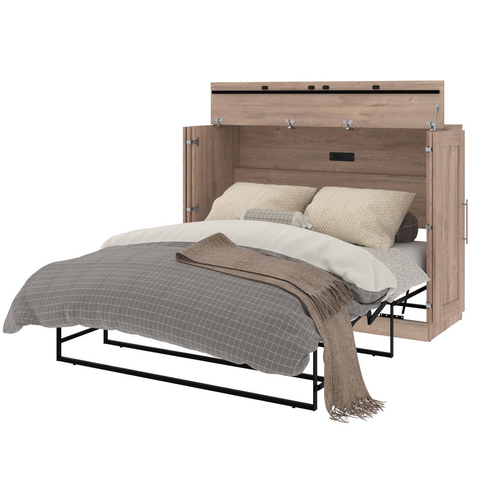 Bestar Pur 61W Full Cabinet Bed with Mattress in rustic brown. Picture 4
