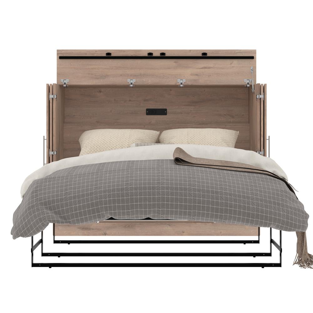 Bestar Pur 61W Full Cabinet Bed with Mattress in rustic brown. Picture 6