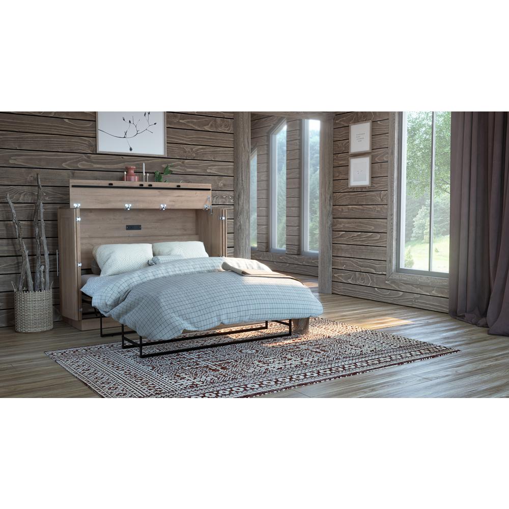Bestar Pur 61W Full Cabinet Bed with Mattress in rustic brown. Picture 10