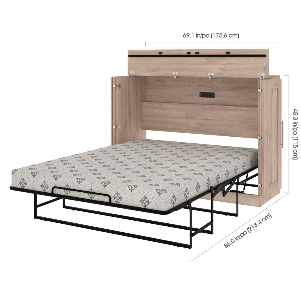 Bestar Pur 61W Full Cabinet Bed with Mattress in rustic brown. Picture 12