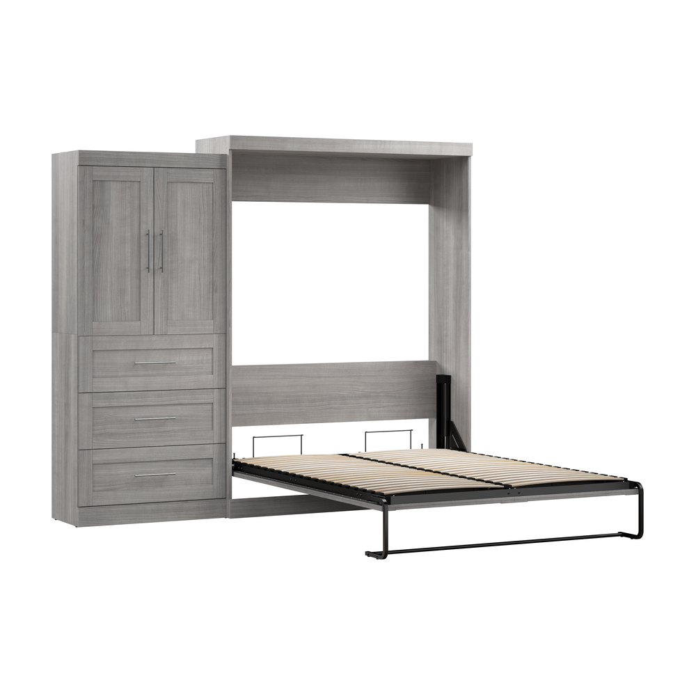 Pur Queen Murphy Bed and Storage Cabinet with Drawers (101W) in Platinum Gray. Picture 5