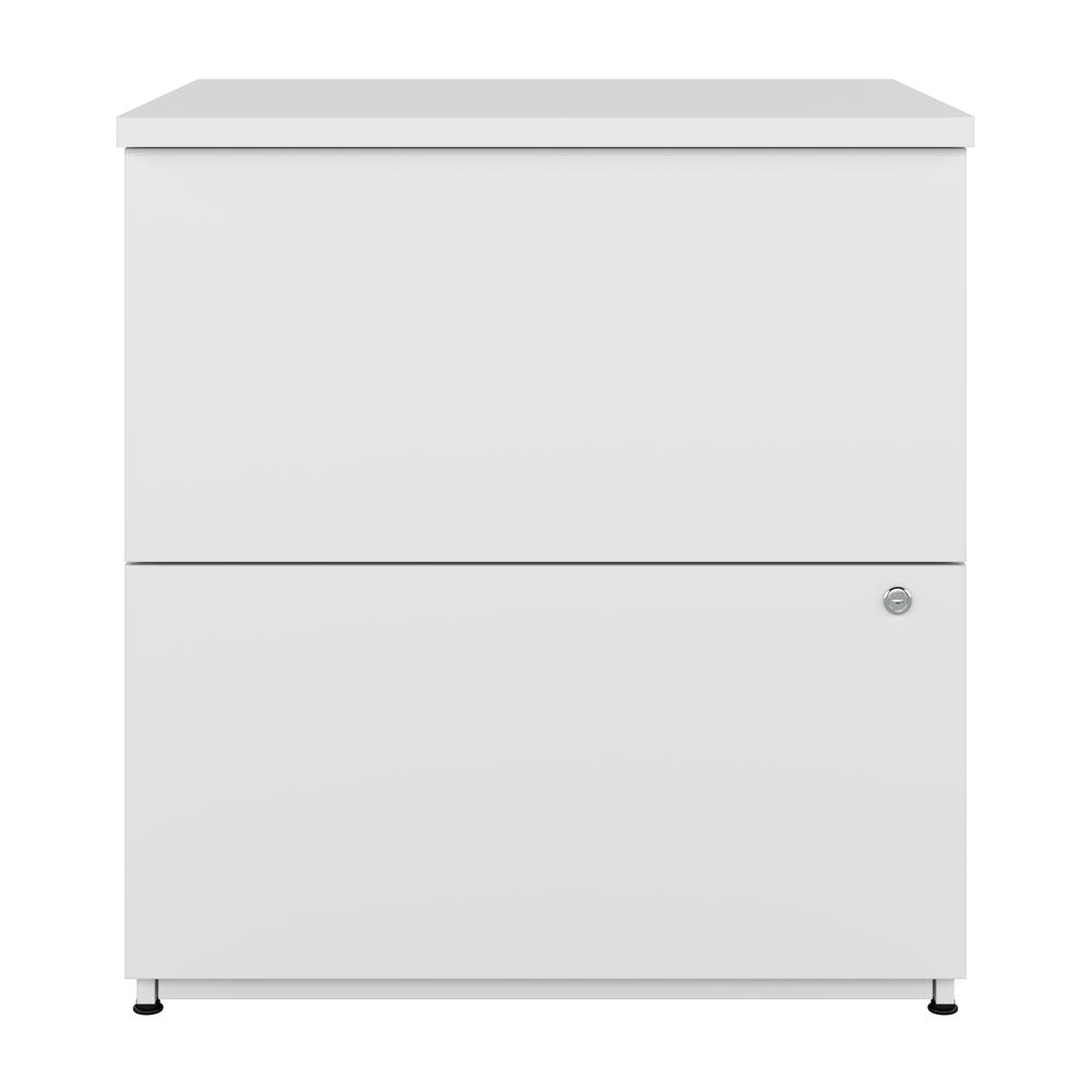 BESTAR Logan 28W 2 Drawer Lateral File Cabinet in pure white. Picture 7