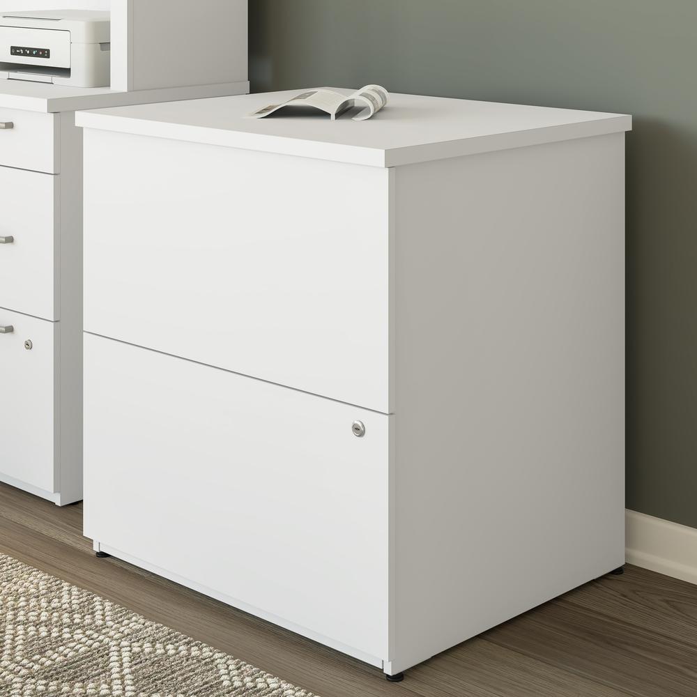 BESTAR Logan 28W 2 Drawer Lateral File Cabinet in pure white. Picture 10