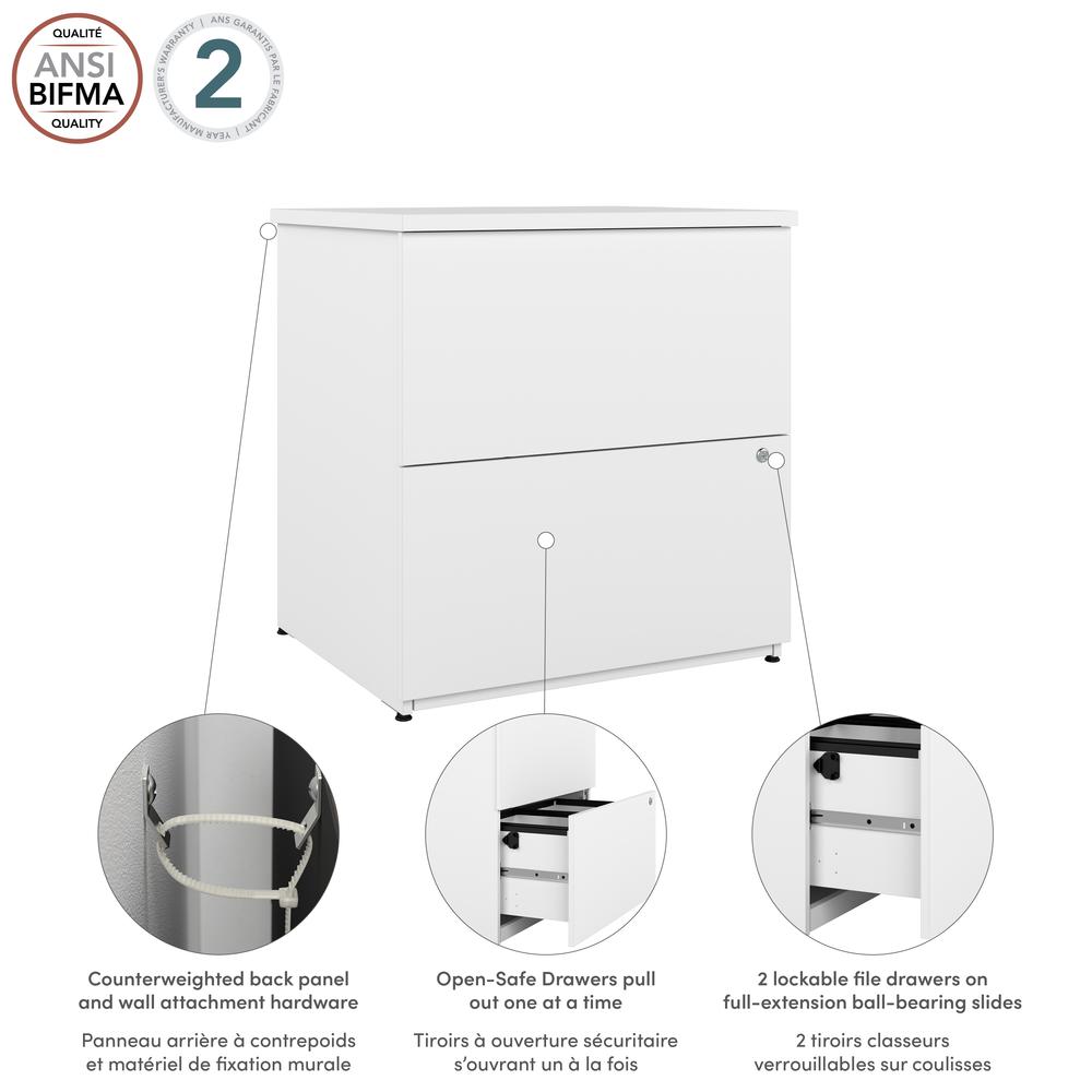 BESTAR Logan 28W 2 Drawer Lateral File Cabinet in pure white. Picture 11