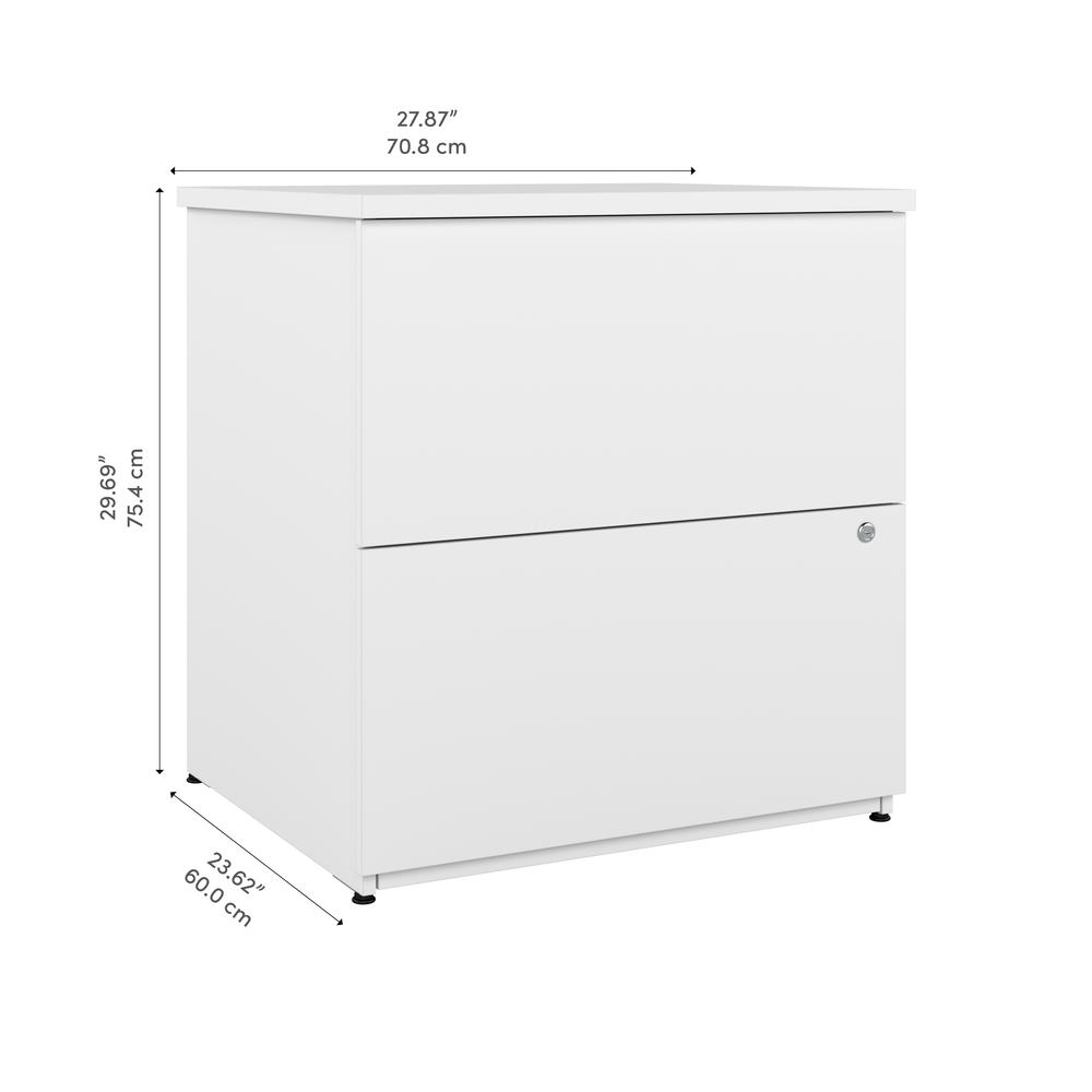 BESTAR Logan 28W 2 Drawer Lateral File Cabinet in pure white. Picture 12