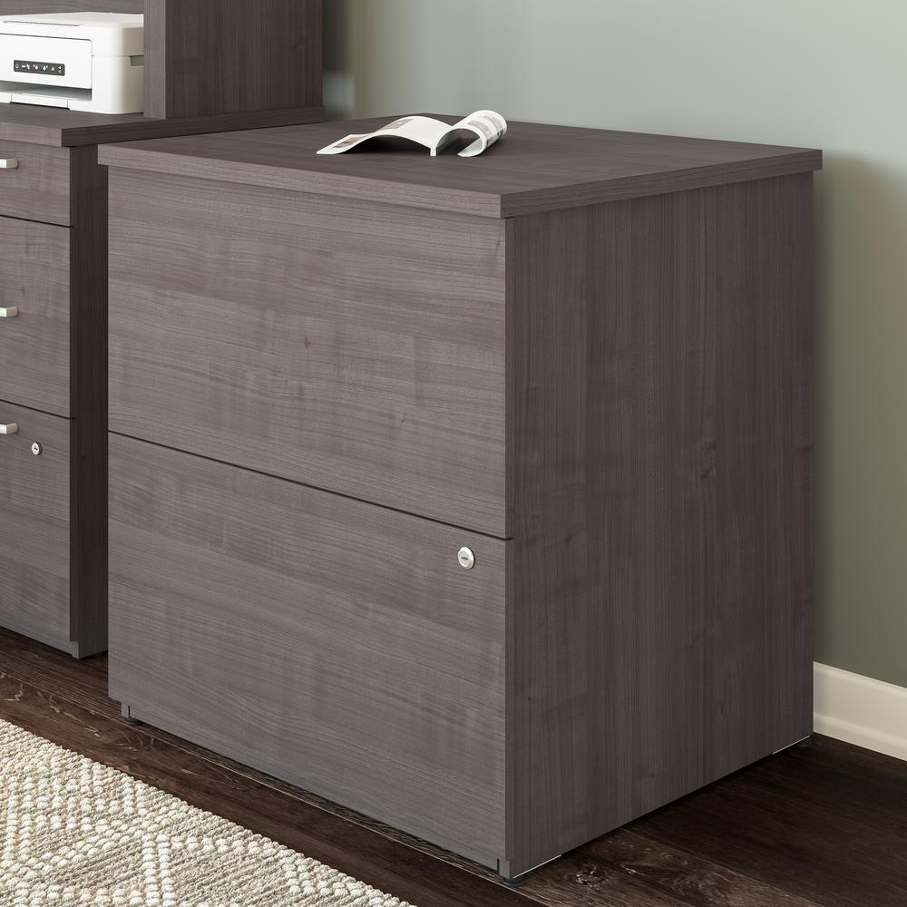 BESTAR Logan 28W 2 Drawer Lateral File Cabinet in charcoal maple. Picture 9