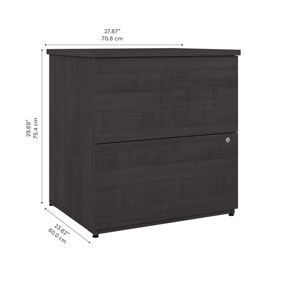 BESTAR Logan 28W 2 Drawer Lateral File Cabinet in charcoal maple. Picture 12