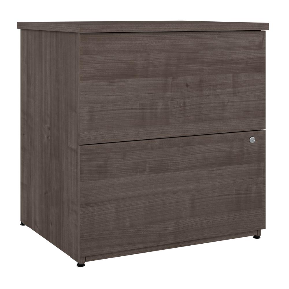 BESTAR Logan 28W 2 Drawer Lateral File Cabinet in medium gray maple. Picture 4