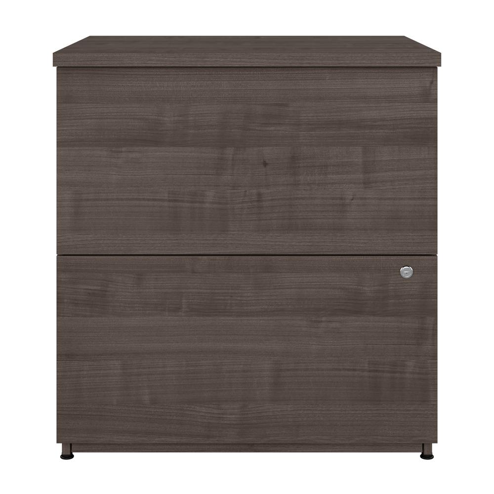 BESTAR Logan 28W 2 Drawer Lateral File Cabinet in medium gray maple. Picture 6