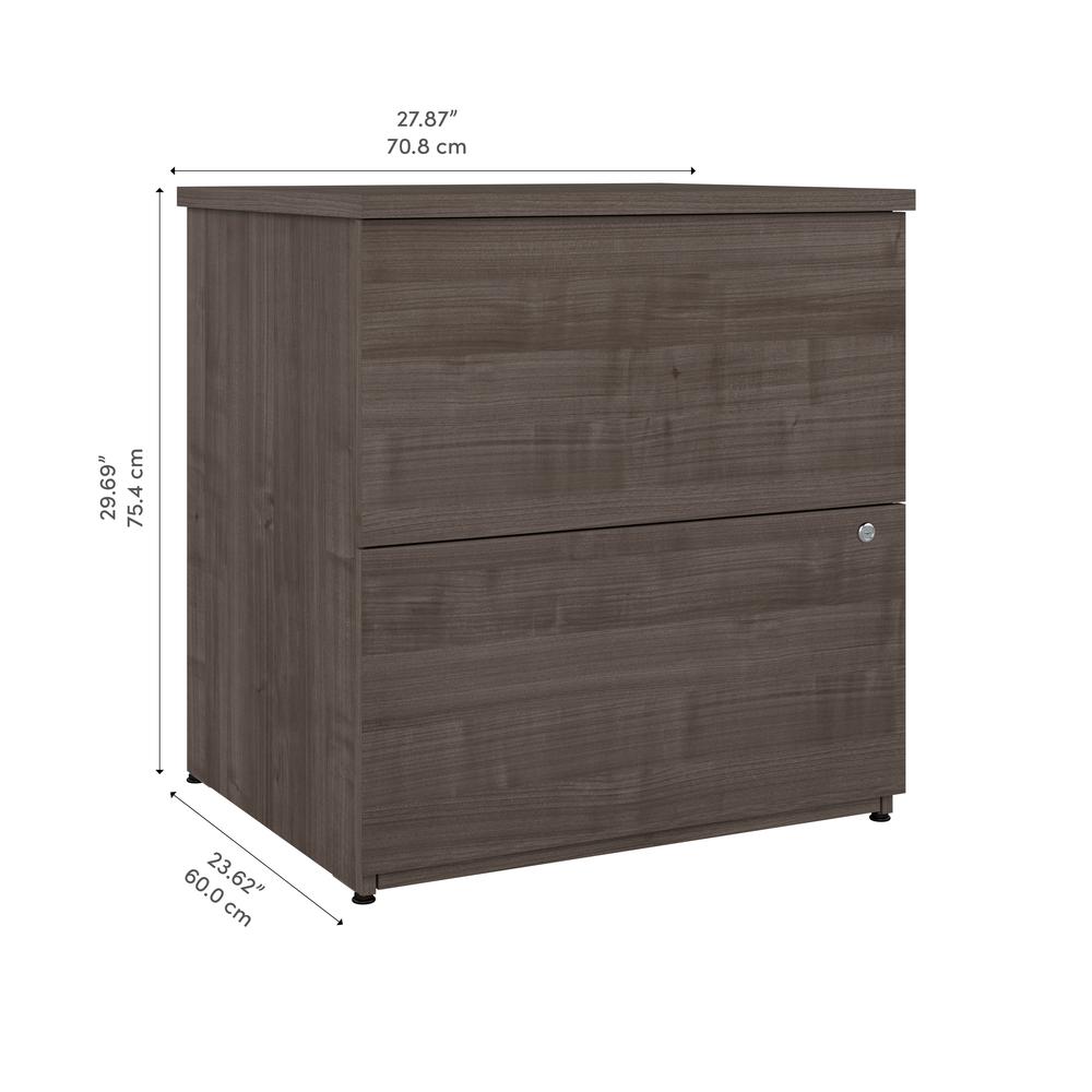 BESTAR Logan 28W 2 Drawer Lateral File Cabinet in medium gray maple. Picture 12