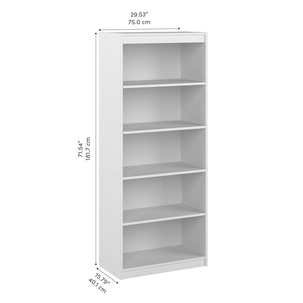 BESTAR Logan 30W 5 Shelf Bookcase in pure white. Picture 12